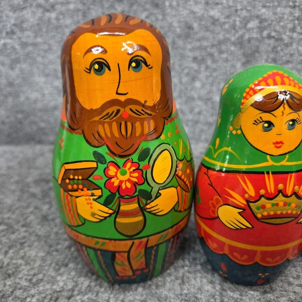 Vintage Belarus Fairy Tale 7pc Matryoshka Nesting Doll The Little Scarlet Flower